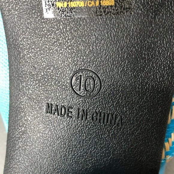 Avon Cushion Walk Slides Sandal Block Heel Womens 10 Blue Straw Weave Mules New - Picture 9 of 10